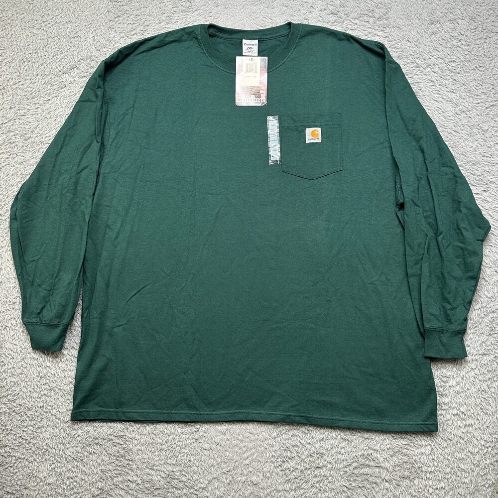Vintage NEW Carhartt T-Shirt Men XL Long-Sleeve Pocket Henley Gray K128 Workwear